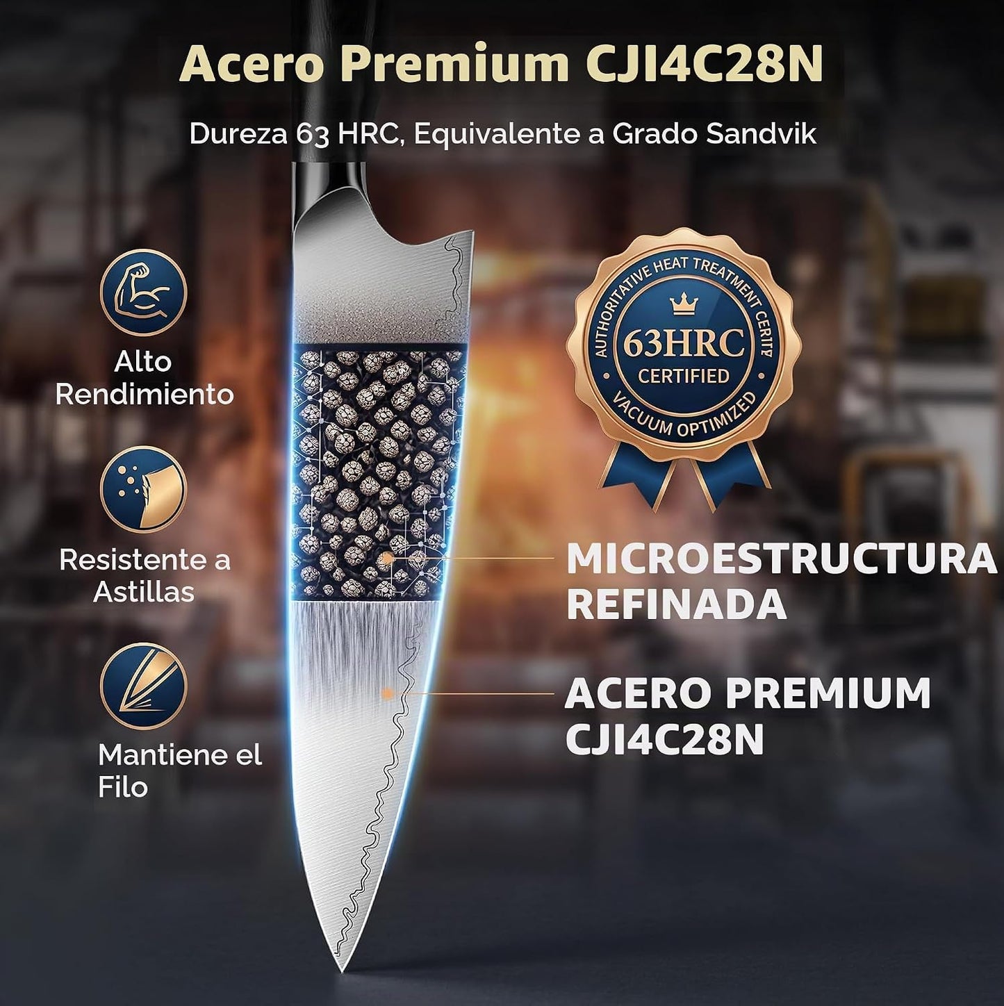 PAUDIN Juego de 5 cuchillos de chef ultra afilados, acero de alto c...