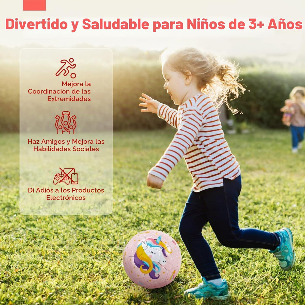 hahaland Balón de fútbol tamaño 3 para niños con bolsa de malla de...