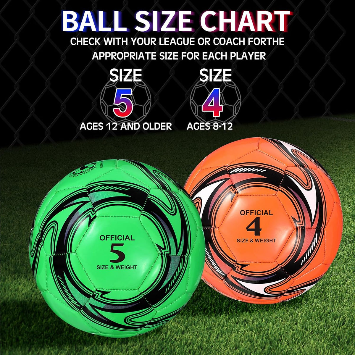 HyDren 2 pelotas de fútbol con inflador, tamaño oficial 4\/5, pelot...