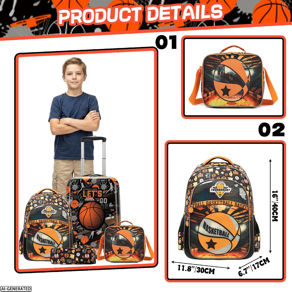 Homskiii Juego de maletas para niños, 5 piezas, equipaje rígido de...