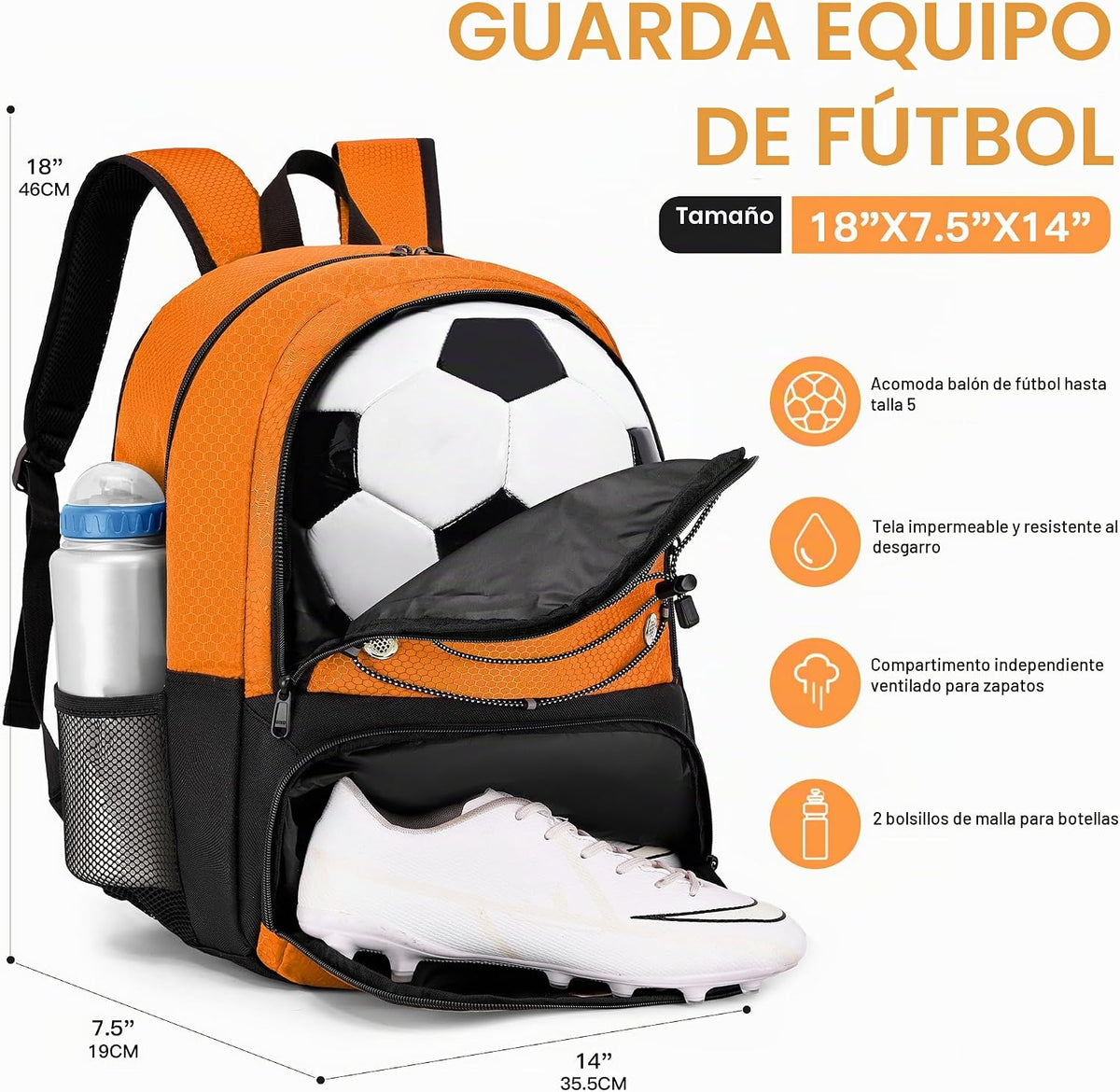 Hsmihair - Mochila de fútbol juvenil - Mochila para fútbol y balonc...