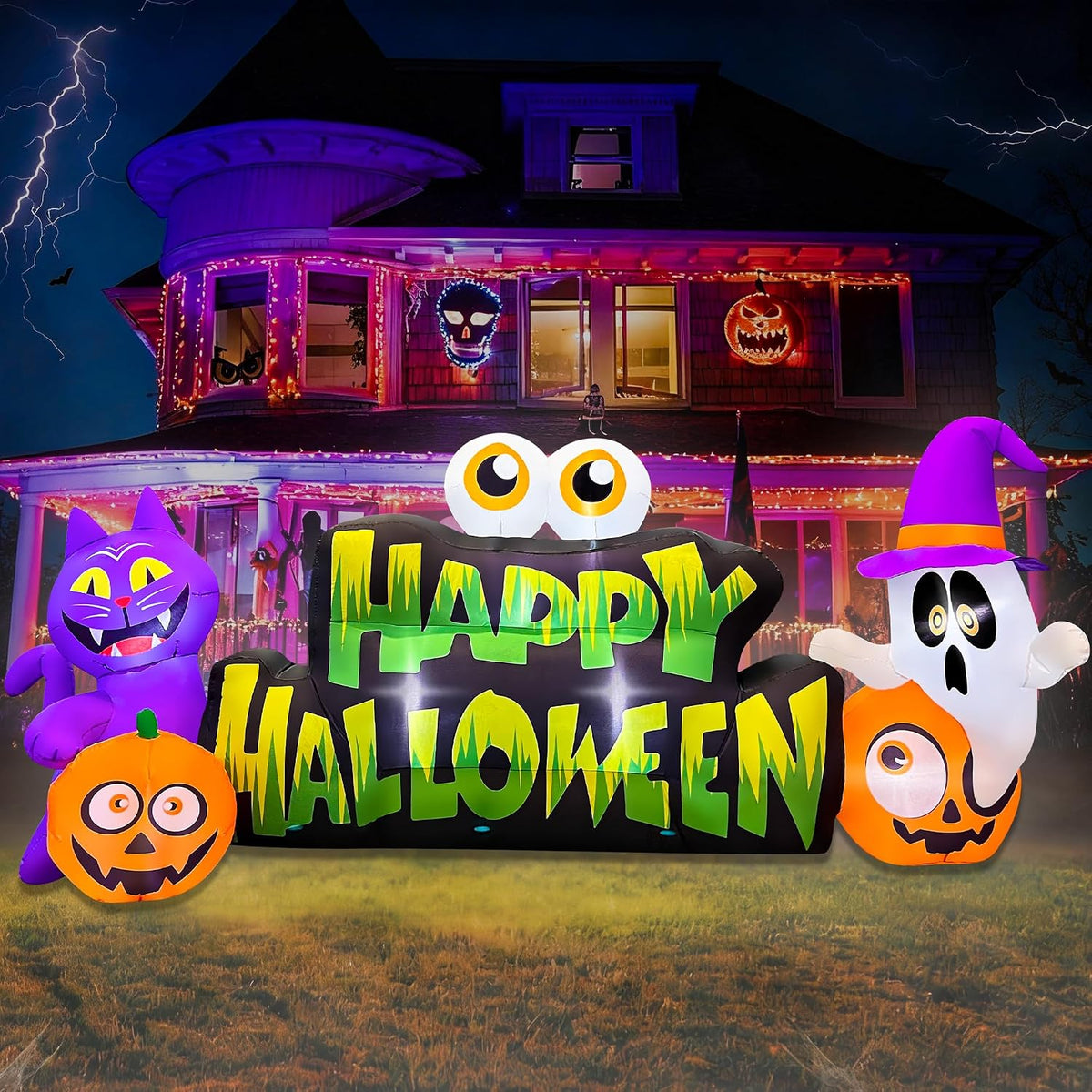 BLOWOUT FUN - Pancarta inflable de Halloween de 10 pies con diseño...