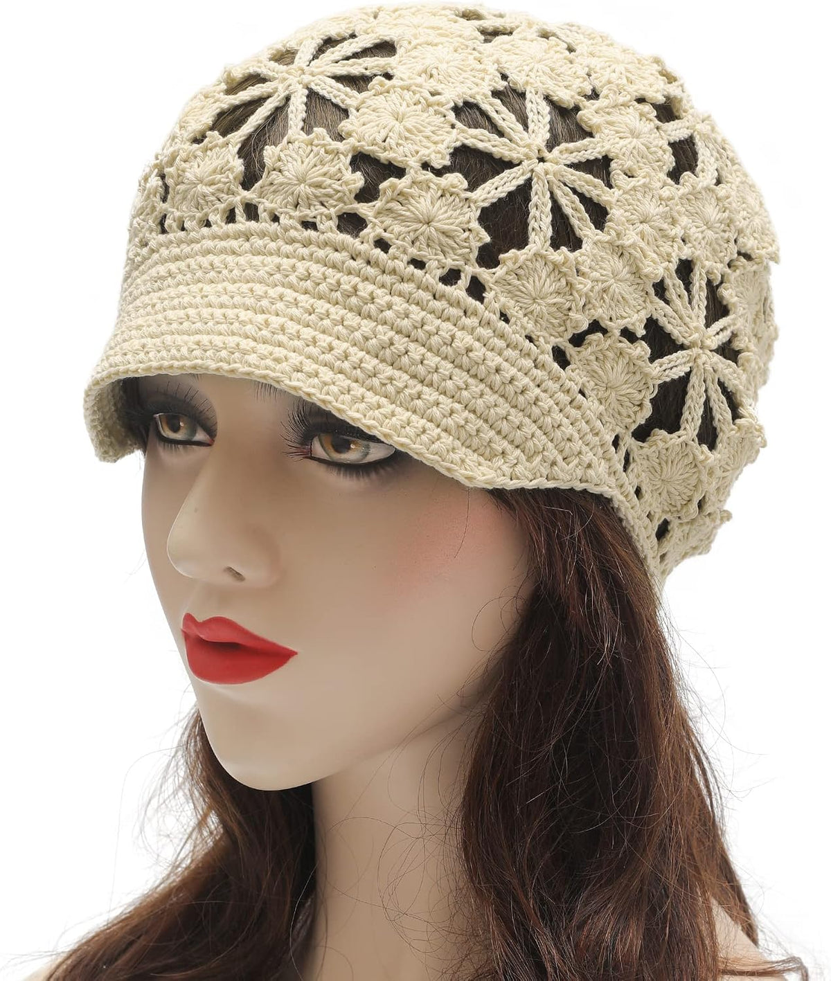 ZLYC Sombrero de ganchillo holgado de verano para mujer, gorra de c...