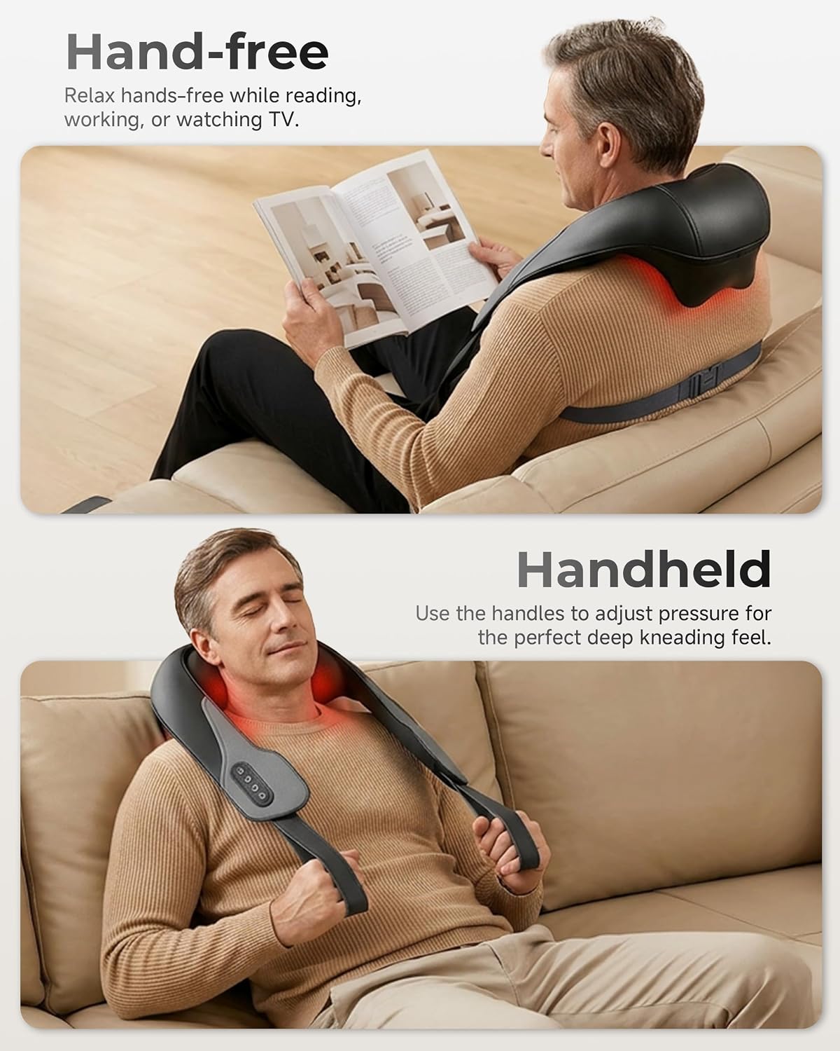 YESMILE Masajeador de cuello inalámbrico con calor, masajeador de c...