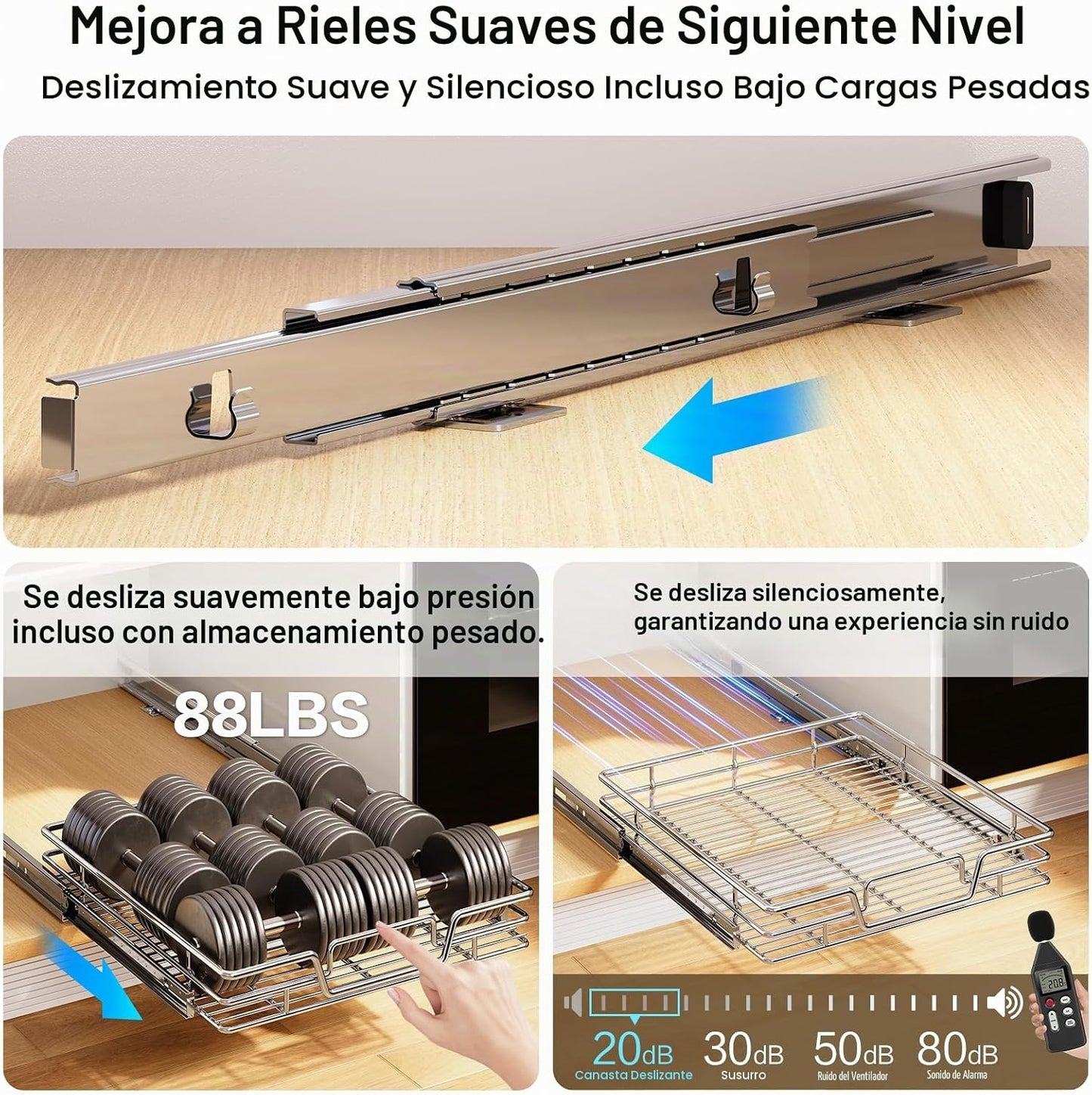 QUYUWU Estante extraíble para armario de cocina de 2 niveles y orga...