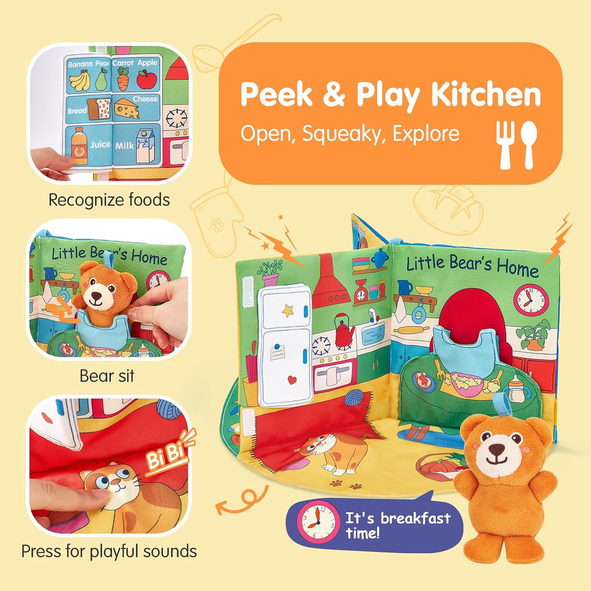 hahaland Libro 3D para 0-12 meses Libro interactivo de actividades...