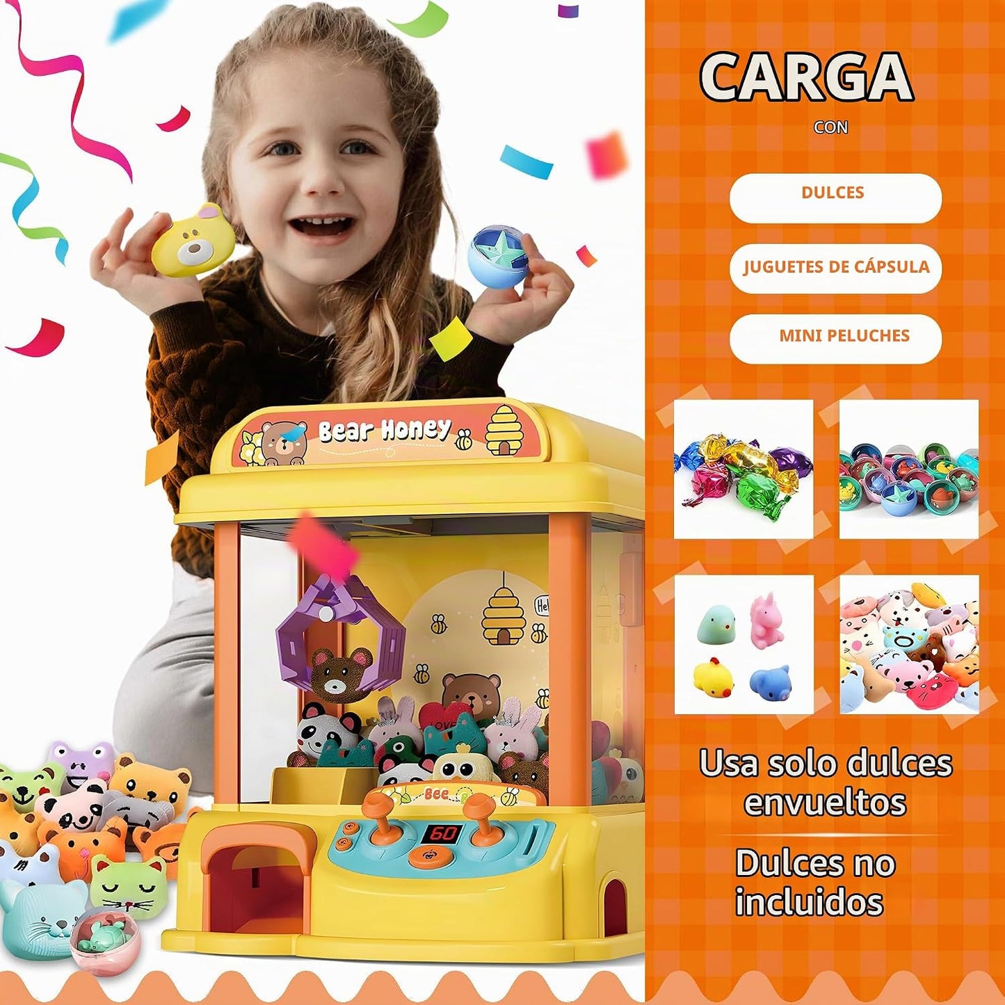ROHSCE - Máquina de pinza para niños, máquina expendedora de juguet...