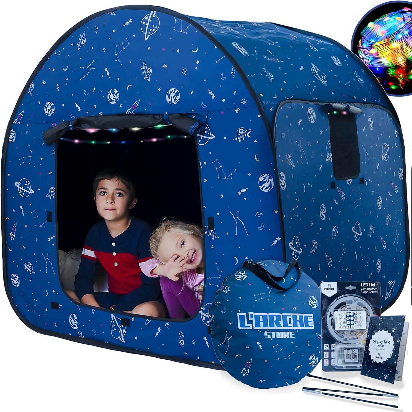 L'ARCHE Tienda sensorial para niños con luces LED y control rem...
