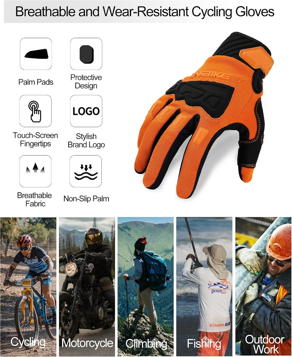 INBIKE - Guantes de bicicleta de montaña para hombres con protecció...