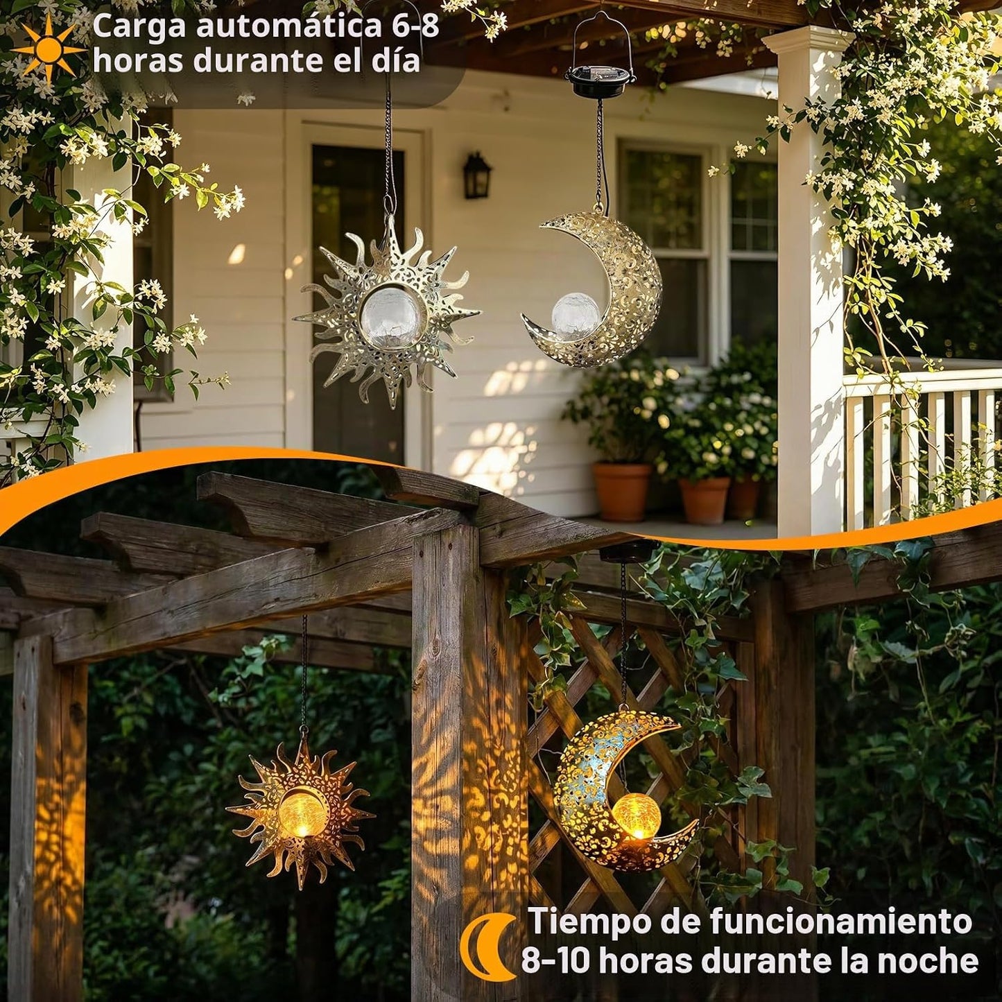 Amugmilk Luces solares colgantes para exteriores, paquete de 2 lint...