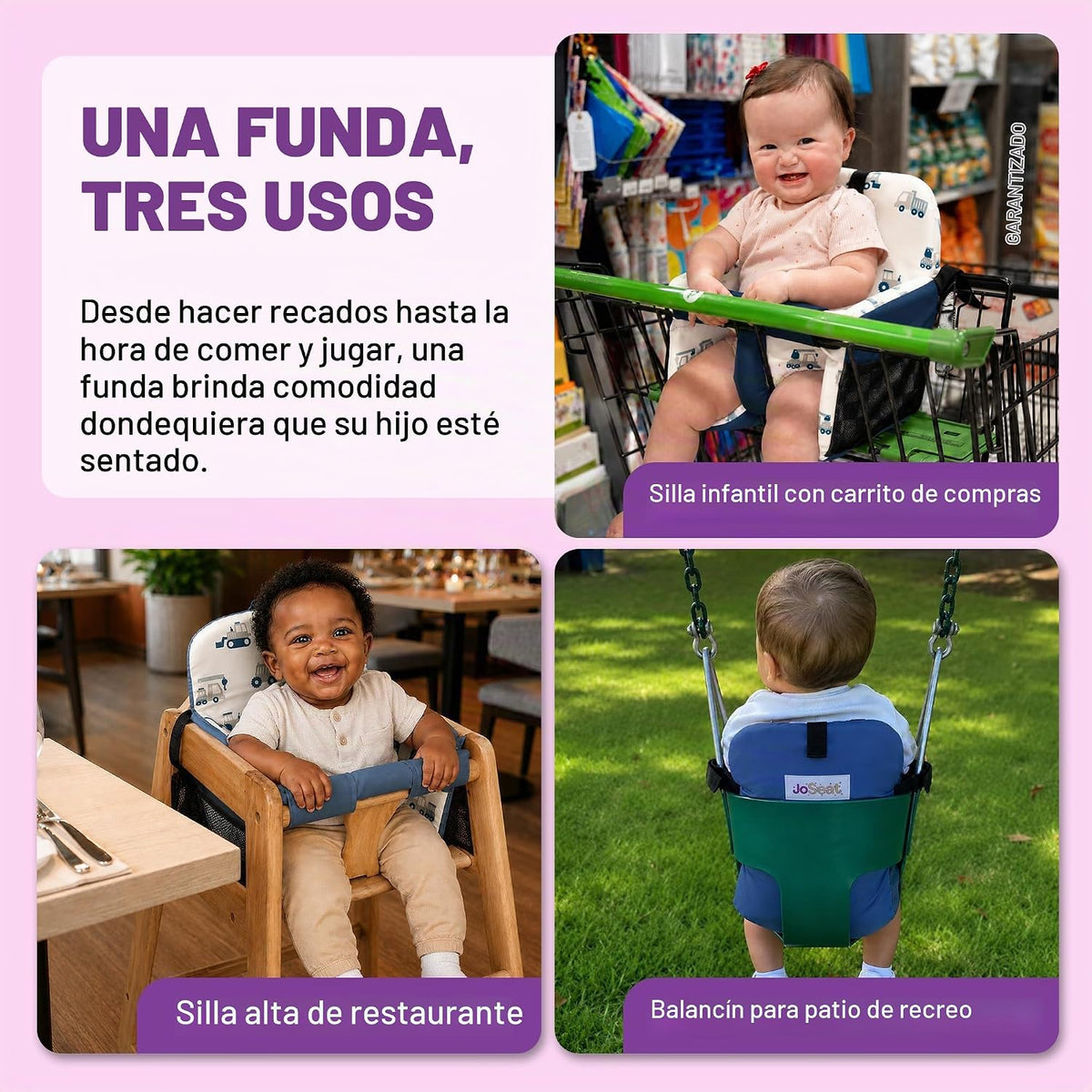 JoSeat Funda de asiento de carrito de compras para bebé, silla alta...