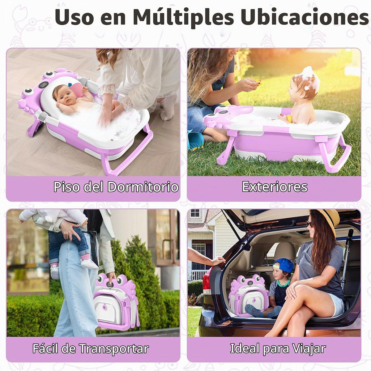 Bañera plegable para bebés para recién nacidos con termómetro y coj...