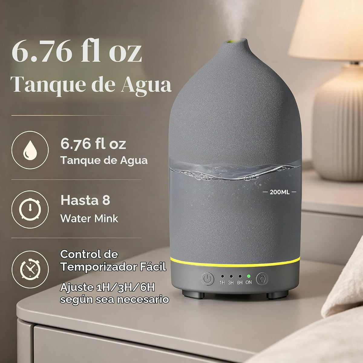 Gooamp Difusor de aceite esencial de cerámica 200ML para el hogar,...