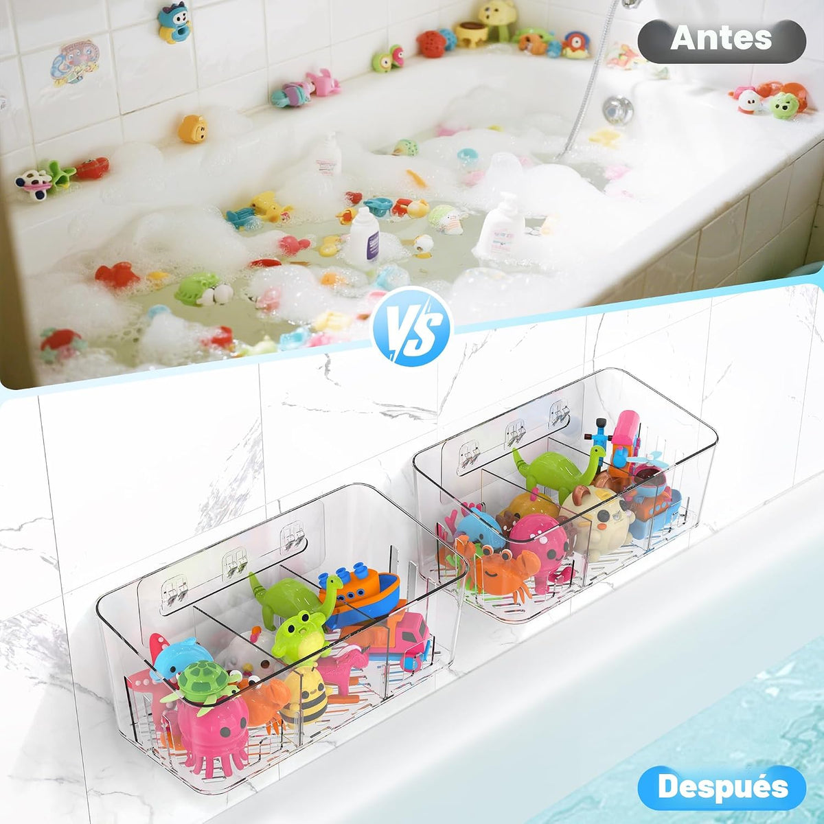 Almacenamiento de juguetes de baño, 2 paquetes, soporte grande para...