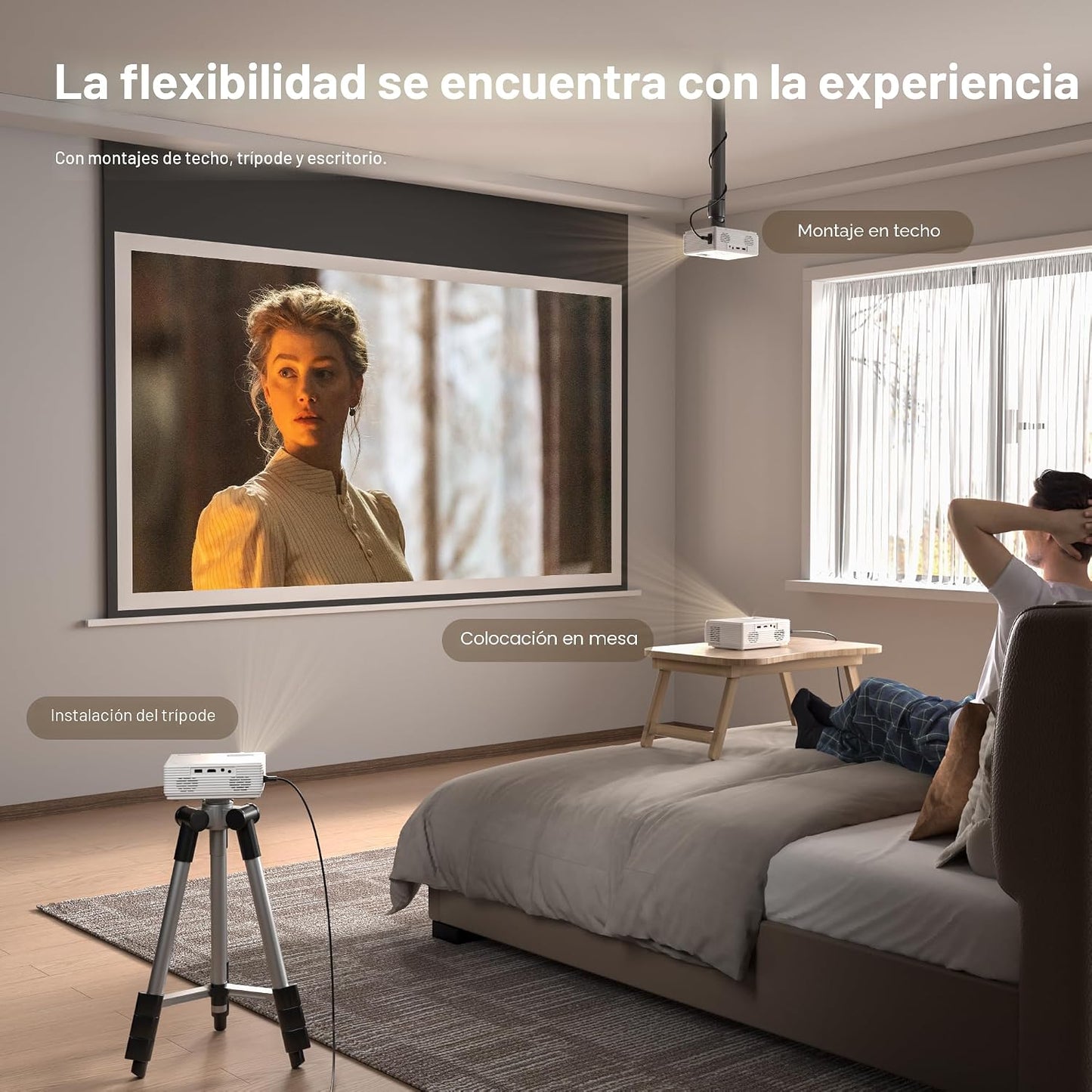 AuKing Proyector, mini proyector actualizado 2025, proyector de vid...