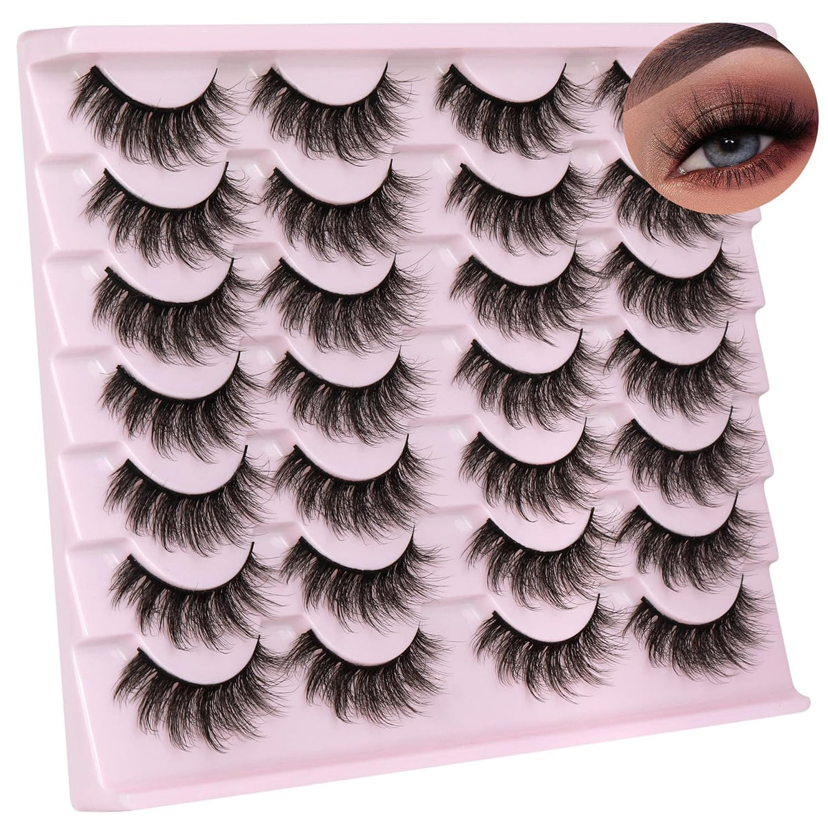 14 pares de pestañas postizas de visón Wispy, aspecto natural, volu...