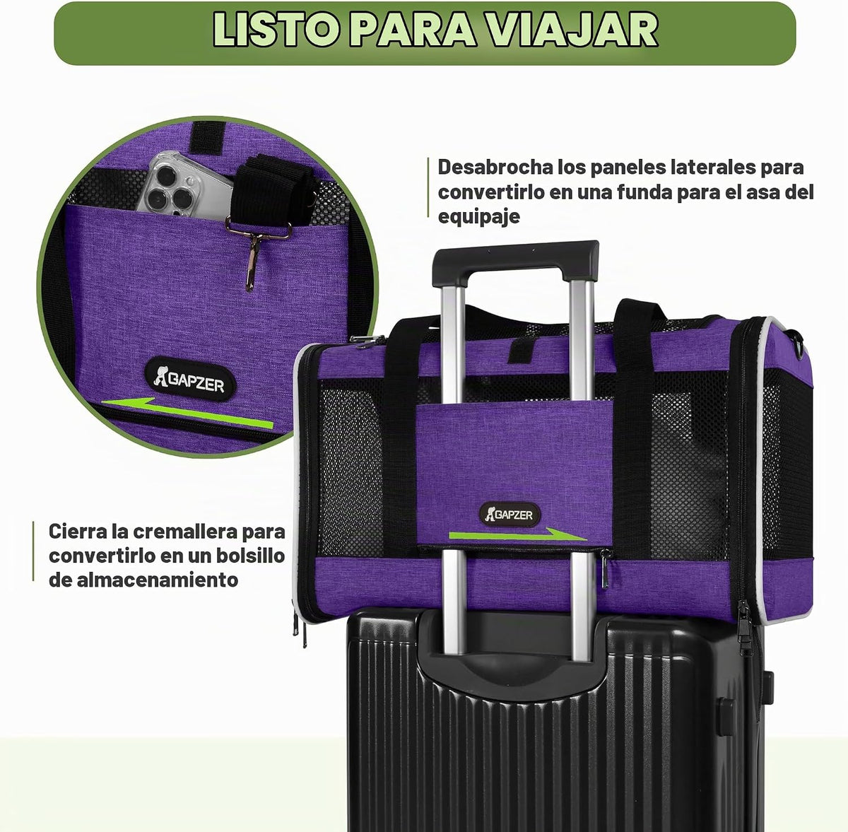 GAPZER - Transportador de mascotas para gatos de 18 x 11 x 11 pulga...
