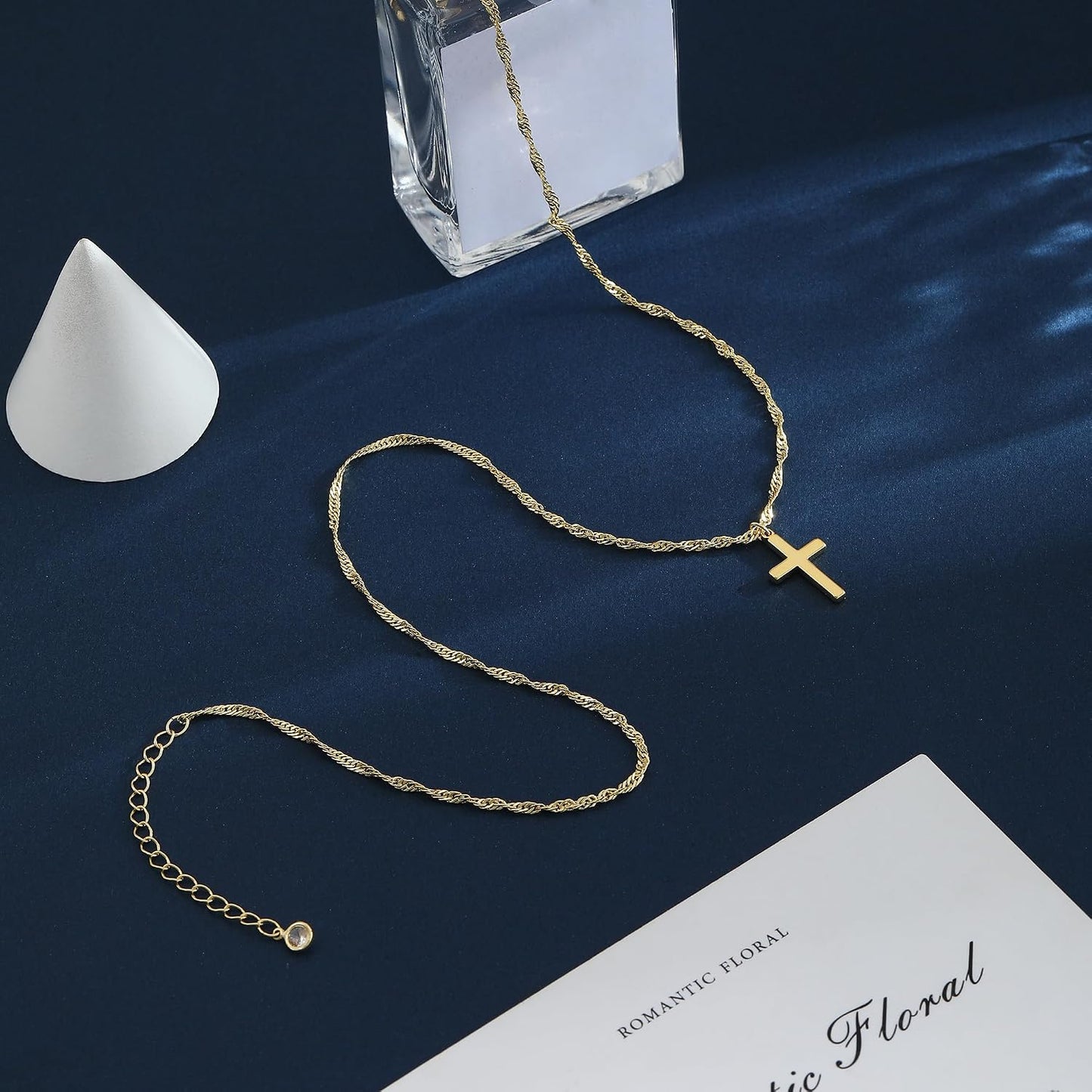 JIKASI Collar de cruz para mujer, chapado en oro o plata de 14 quil...
