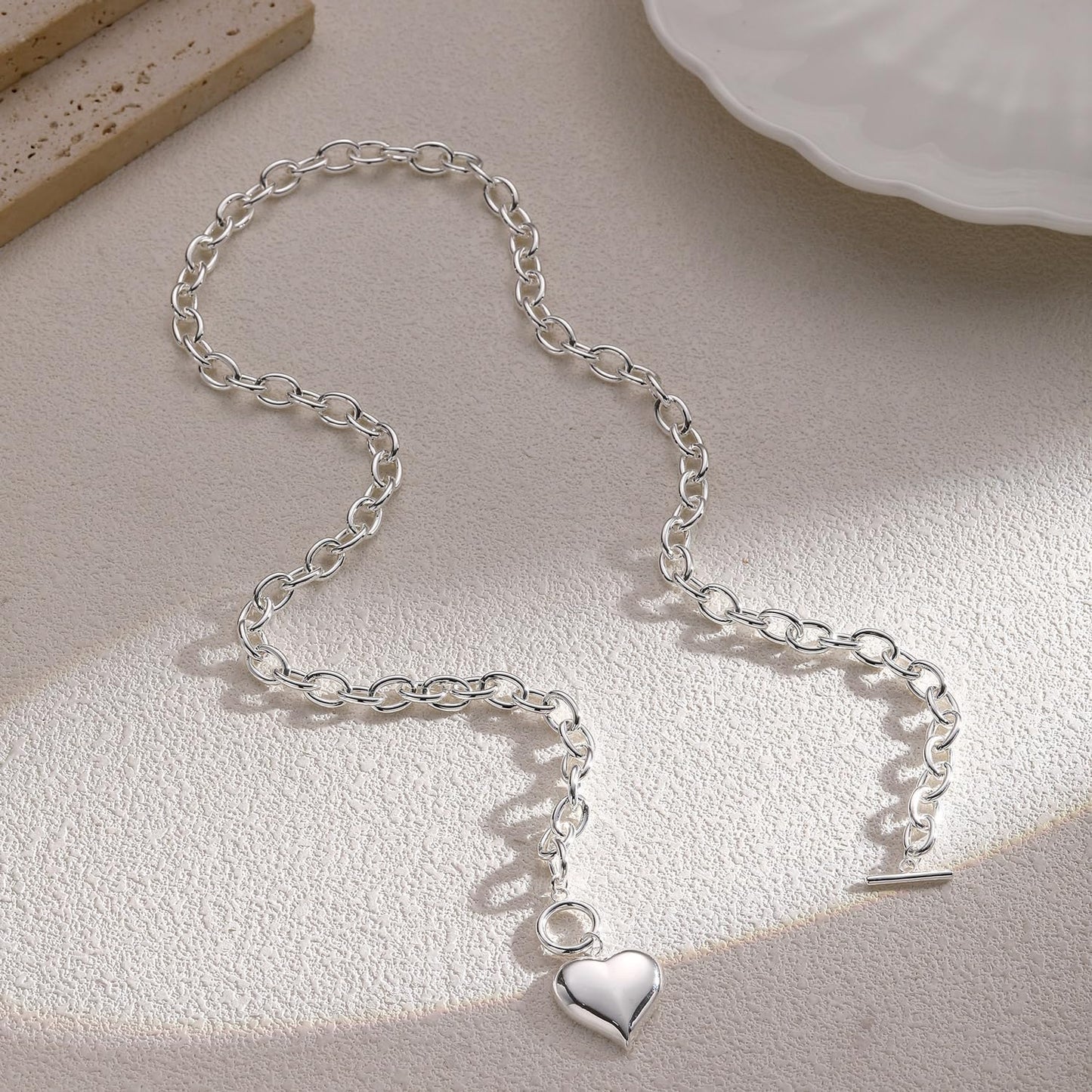 LEXODY Collar de oro grueso para mujer, simple chapado en oro de 14...