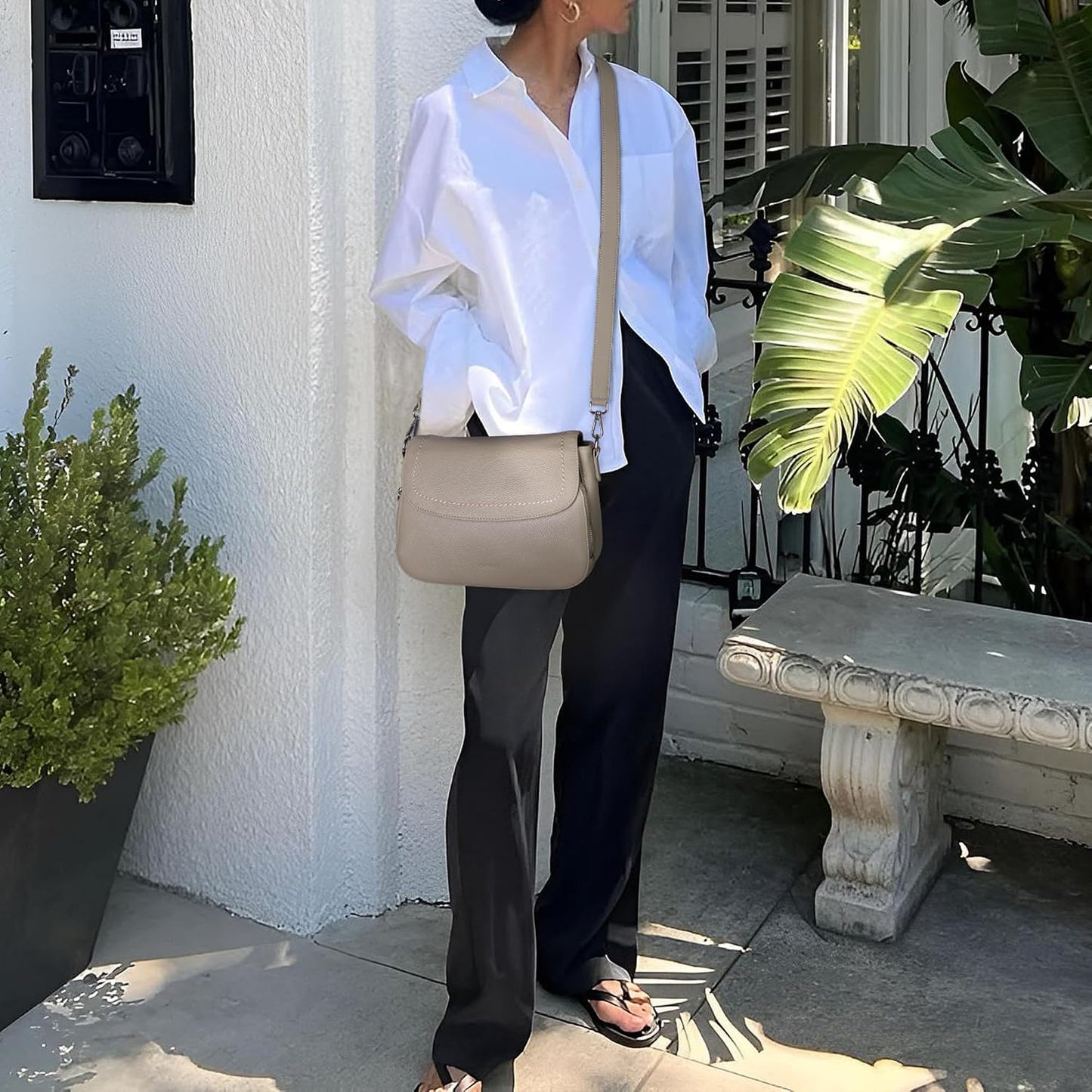 befen Bolsos cruzados de cuero genuino para mujer con cartera RFID...
