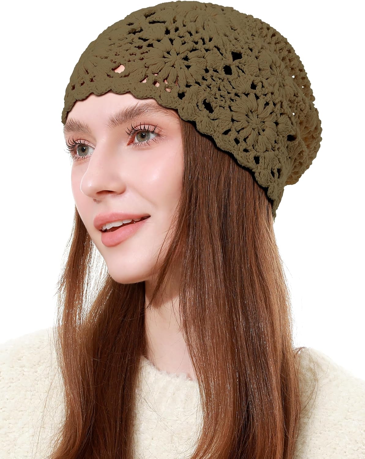 sy soul young Gorro de algodón de ganchillo para mujer, suave y hol...