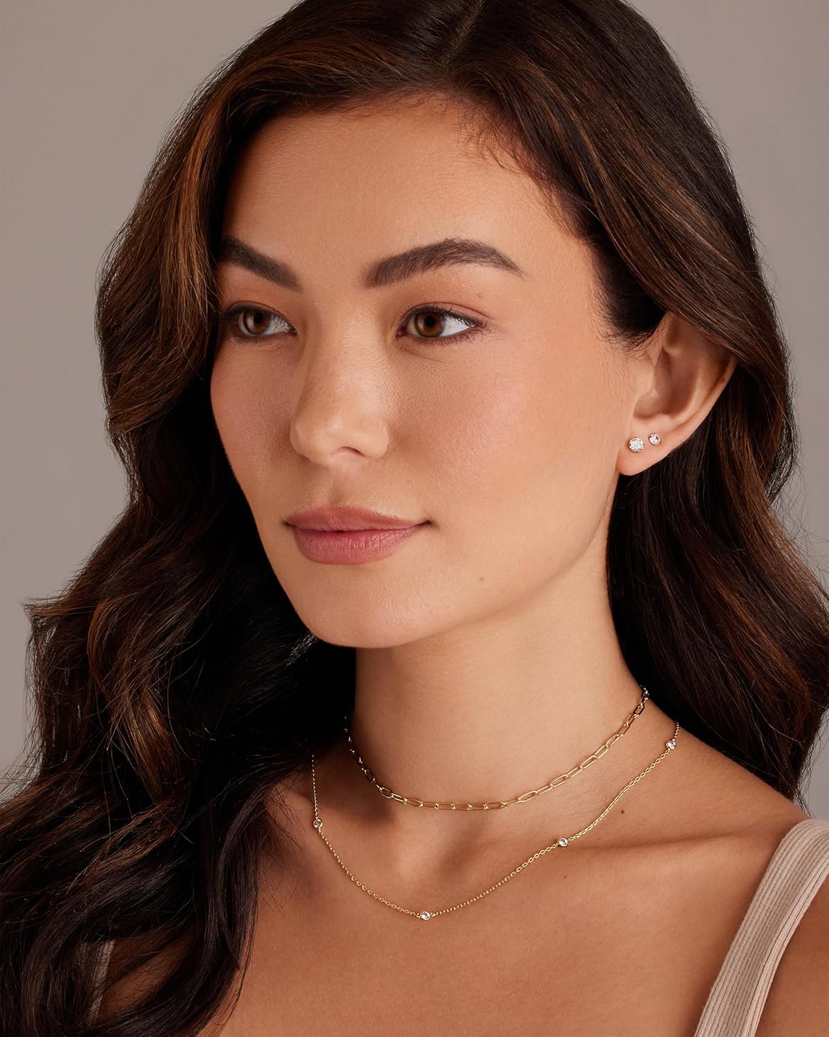 PAVOI 5 pares de aretes de tuerca impermeables para mujer, acero in...
