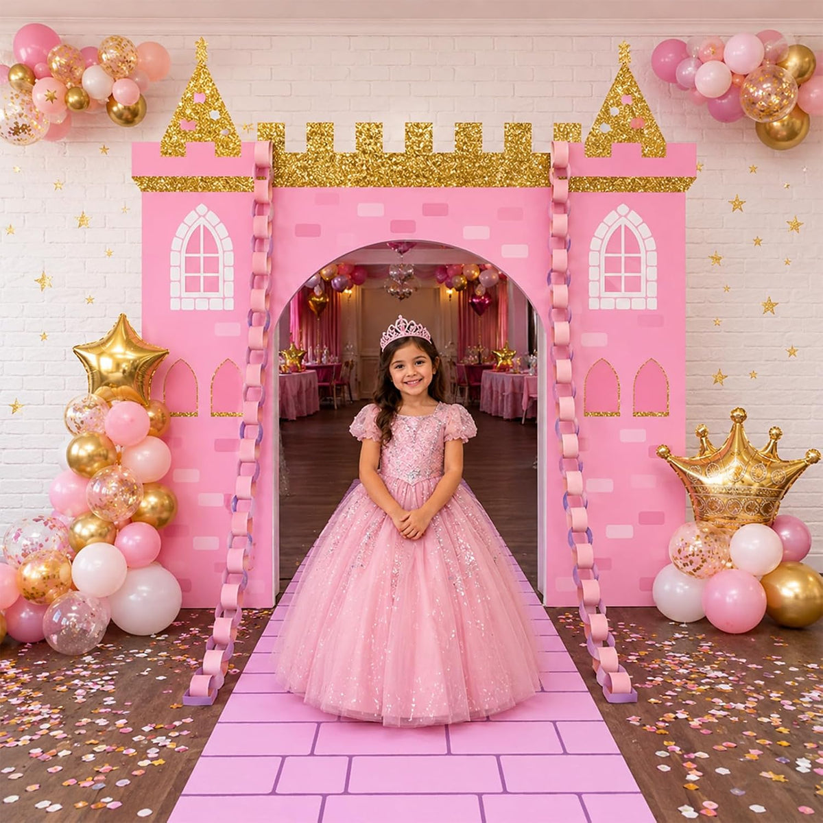 Frienda Kit de decoración de fiesta de princesa, telón de fondo de...