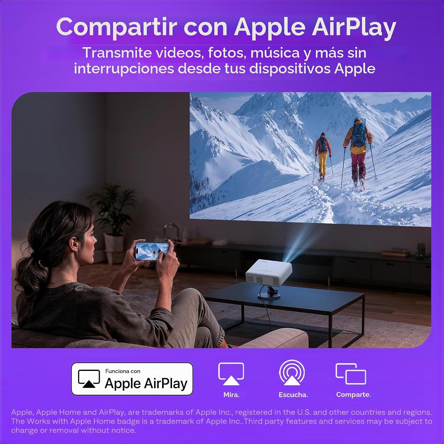 Aurzen Roku TV D1R Proyector portátil inteligente para exteriores c...