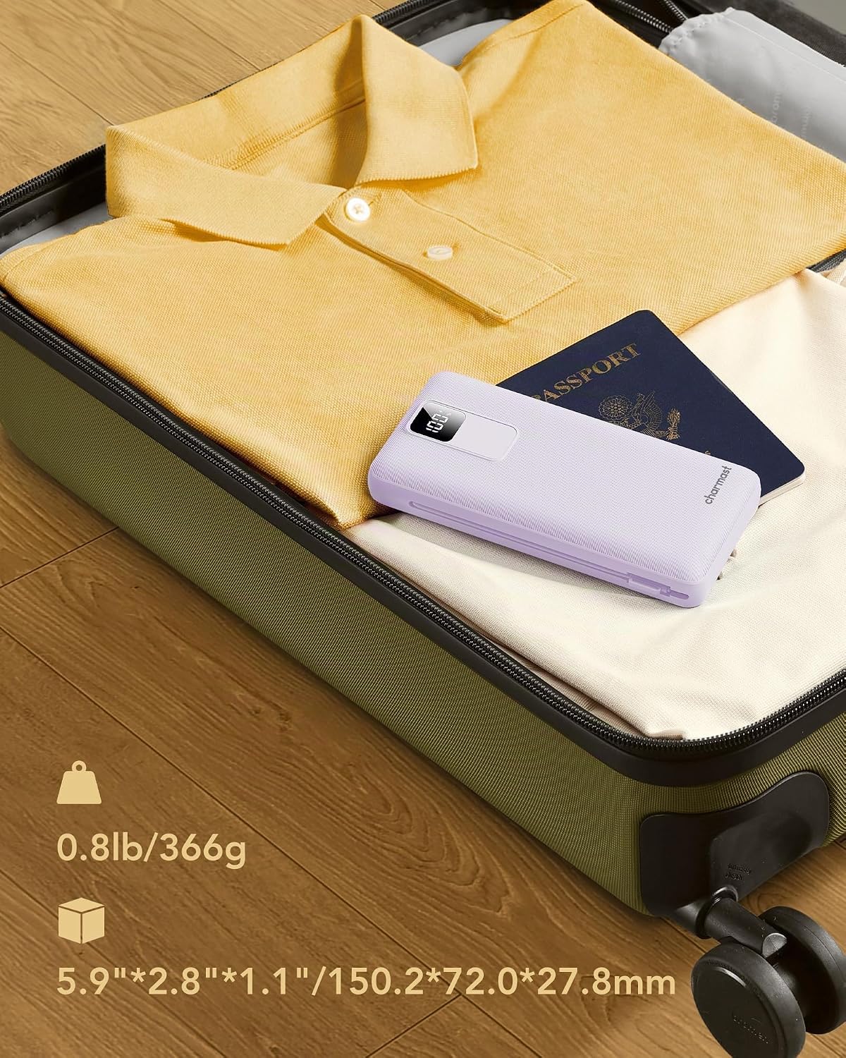 charmast Cargador portátil de 20000 mAh con cables integrados y enc...