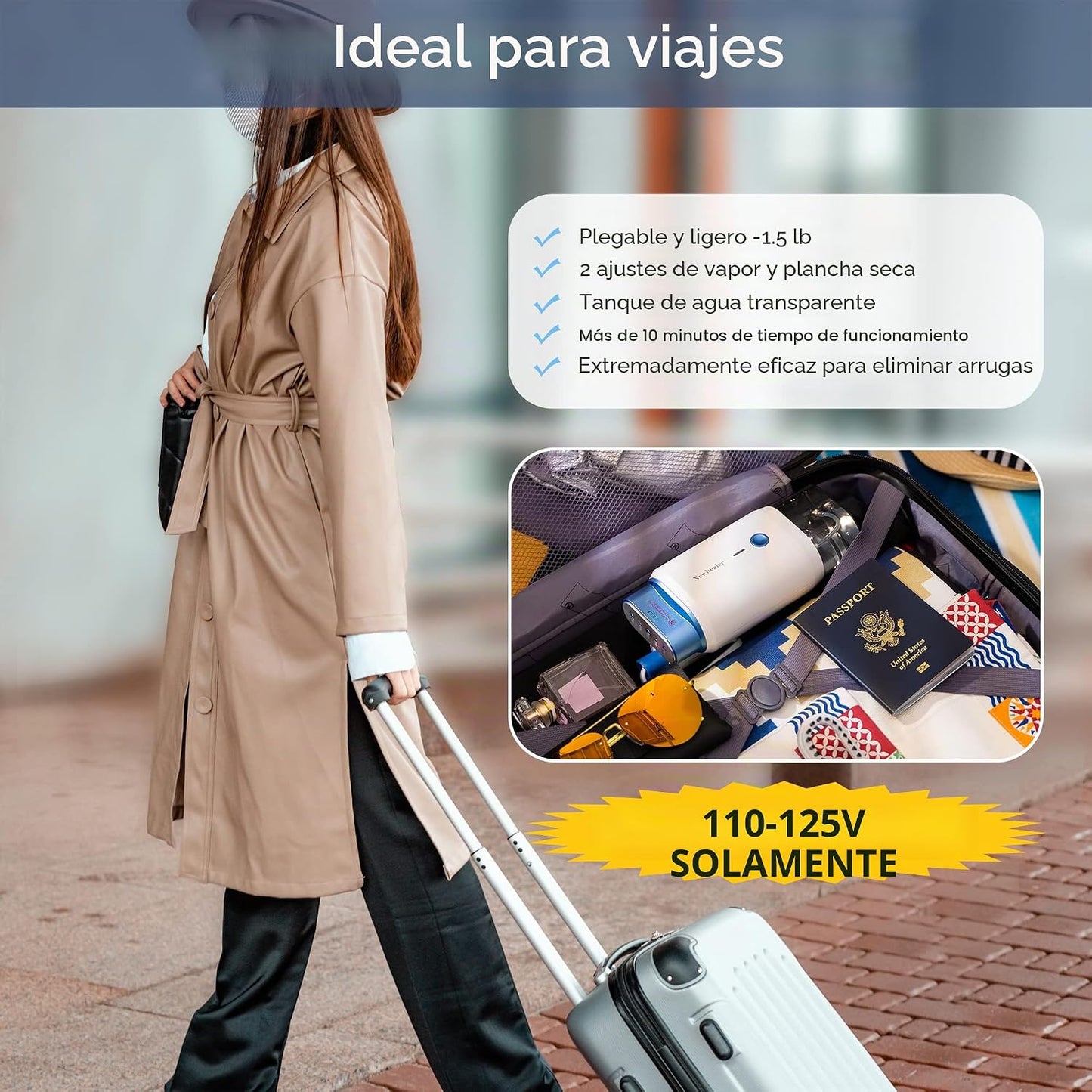 Vaporizador Newbealer para ropa, vaporizador de viaje de 1200W con...