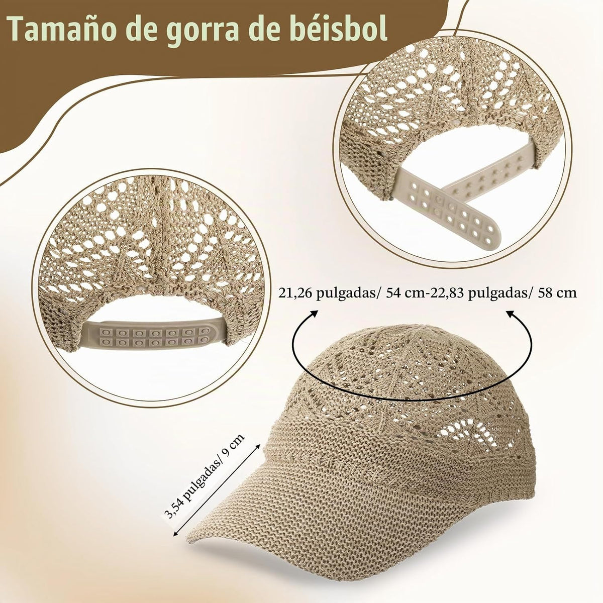 Hercicy 2 gorras de béisbol de malla tejida para mujer, gorra de ca...