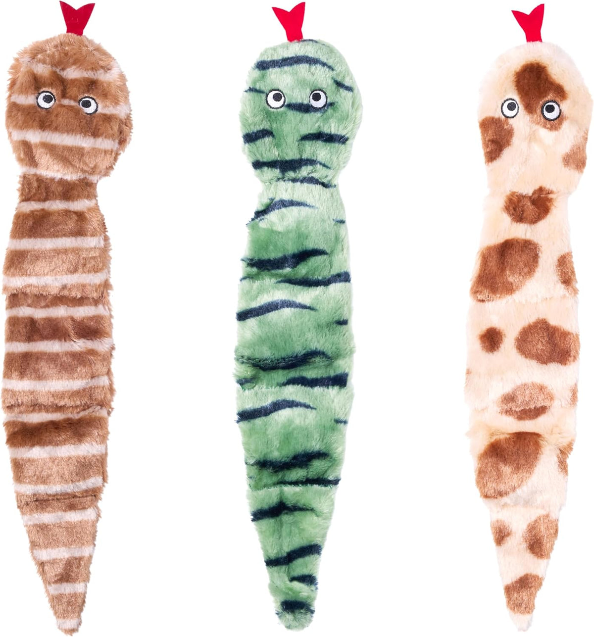 ZippyPaws Skinny Peltz - 3 serpientes multicolores, juguetes chirri...