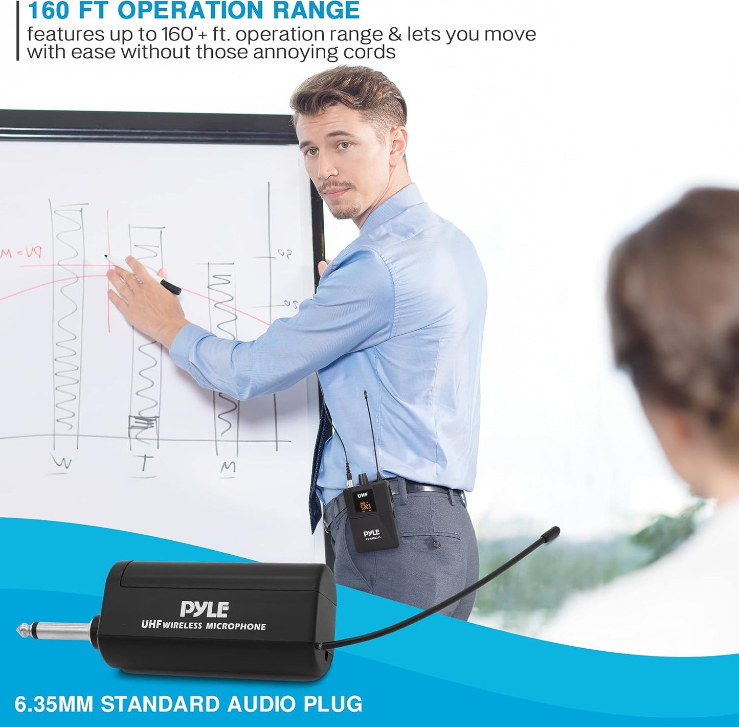 Pyle Pyle PDWMU211 - Sistema de micrófono dual UHF inalámbrico prof...