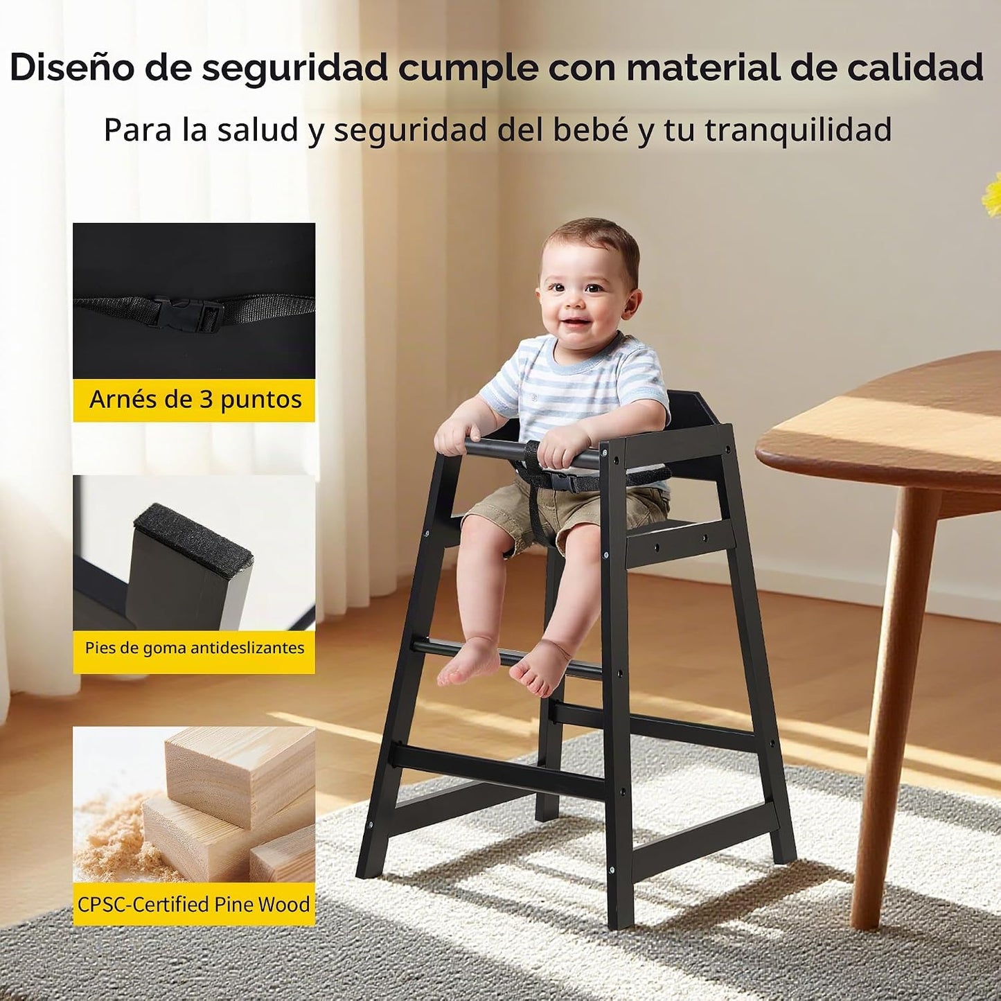 Neoflavie - Silla alta de madera para bebés y niños pequeños, color...
