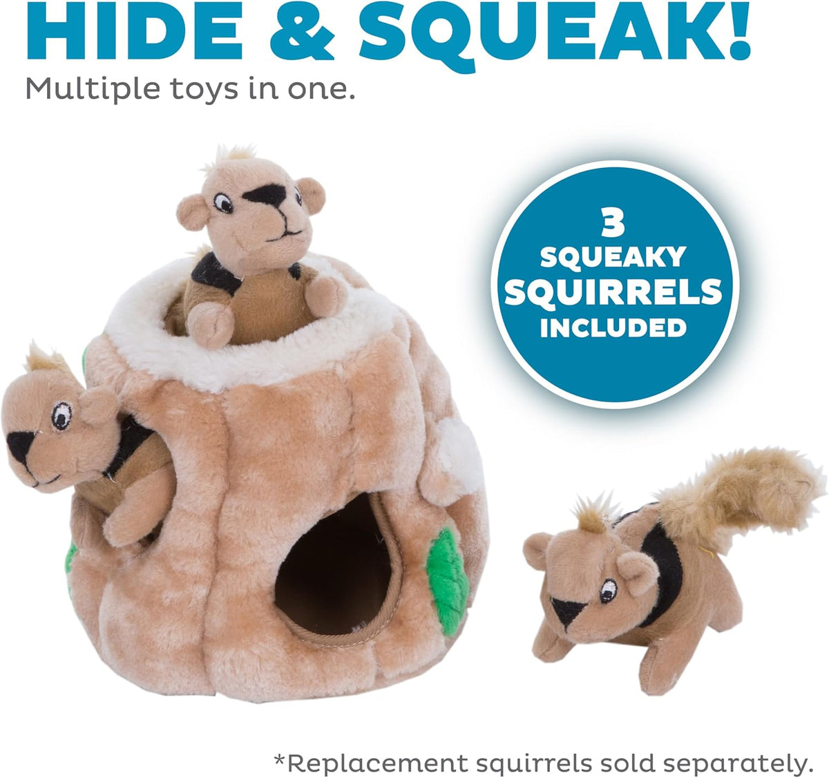 Outward Hound Hide A Squirrel - Rompecabezas de peluche para perro,...