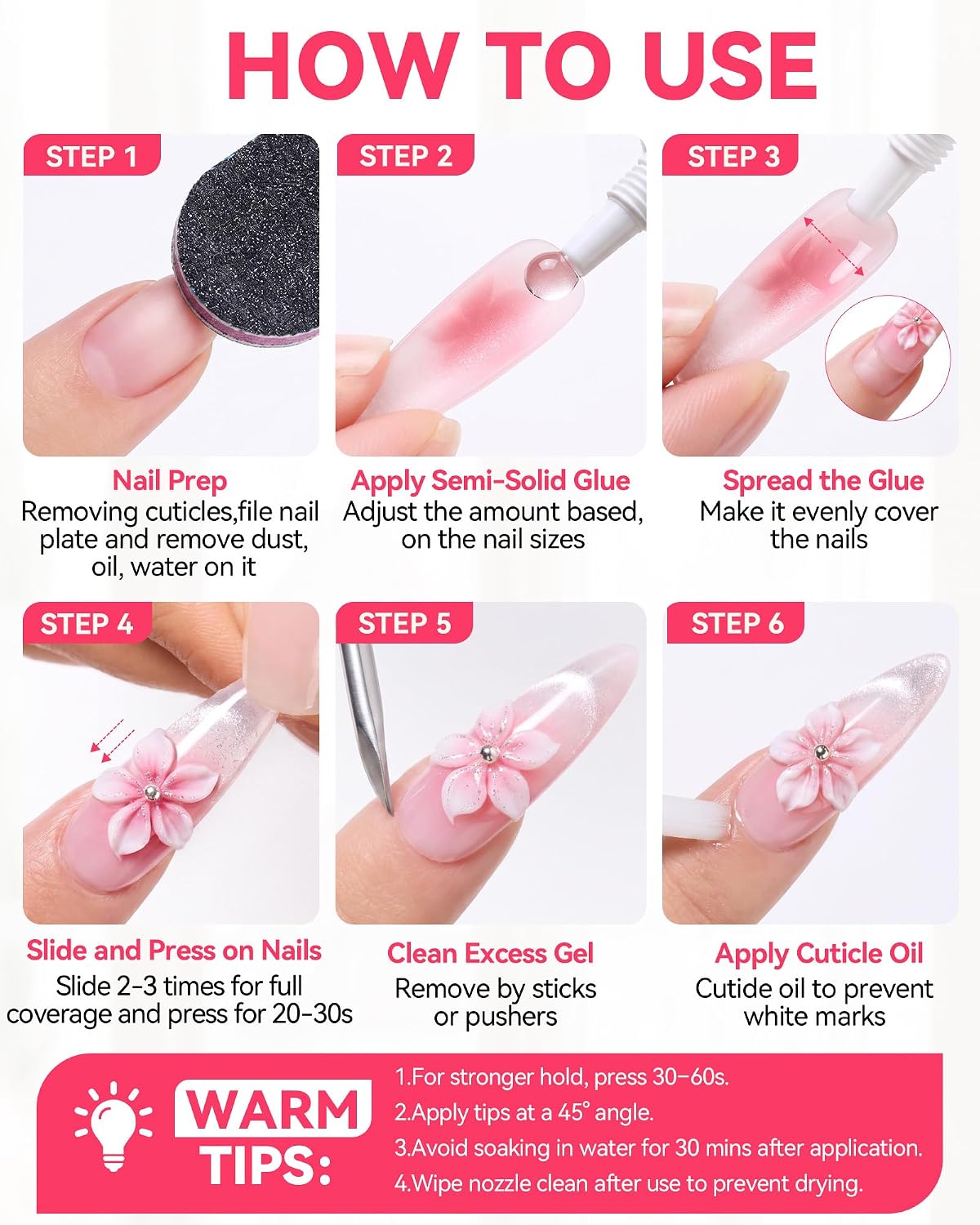Pegamento para uñas a presión Makartt: 30 ml, 2 tubos grandes, semi...