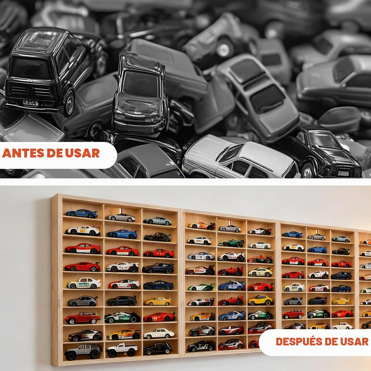 Vitrina de madera para Hotwheels 108 Espacio 1\/64 Escala 1\/64 de...