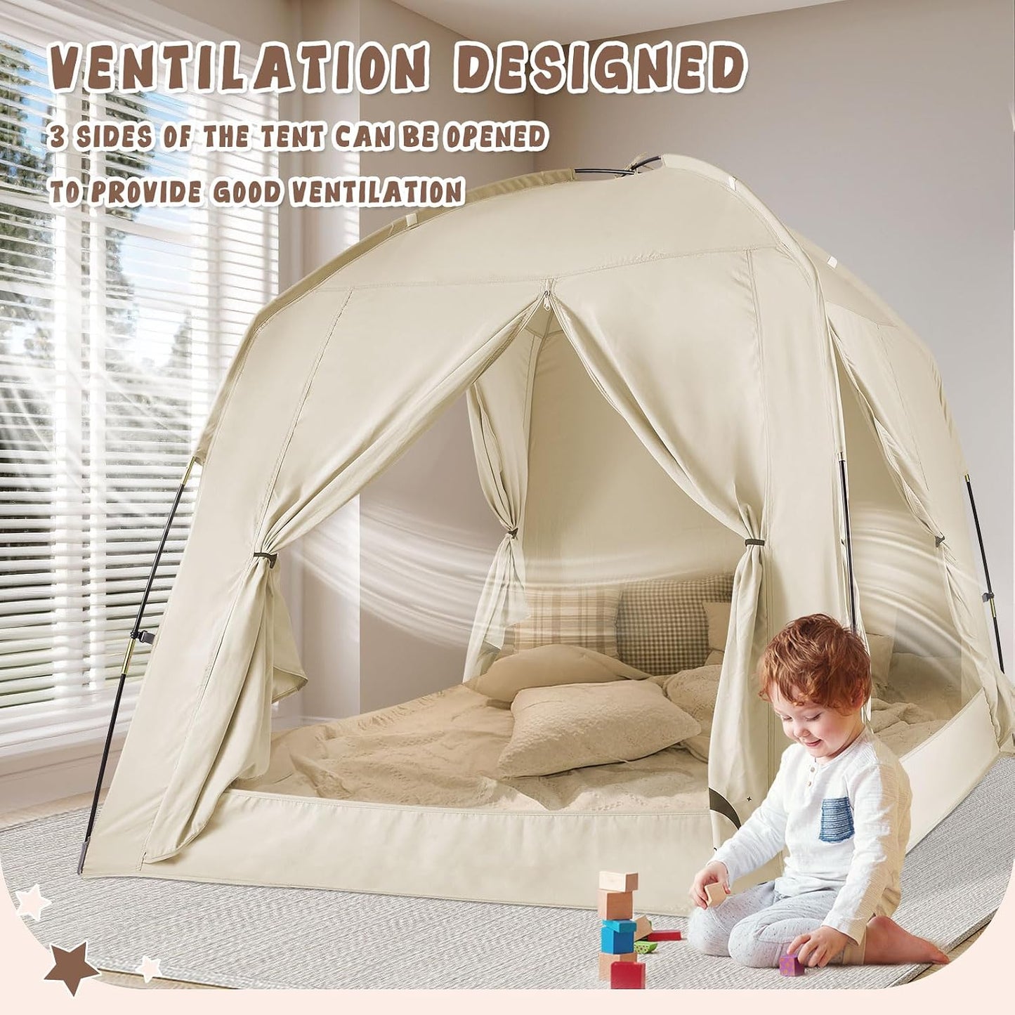 Tienda de campaña de cama matrimonial para niños y adultos, tiendas...