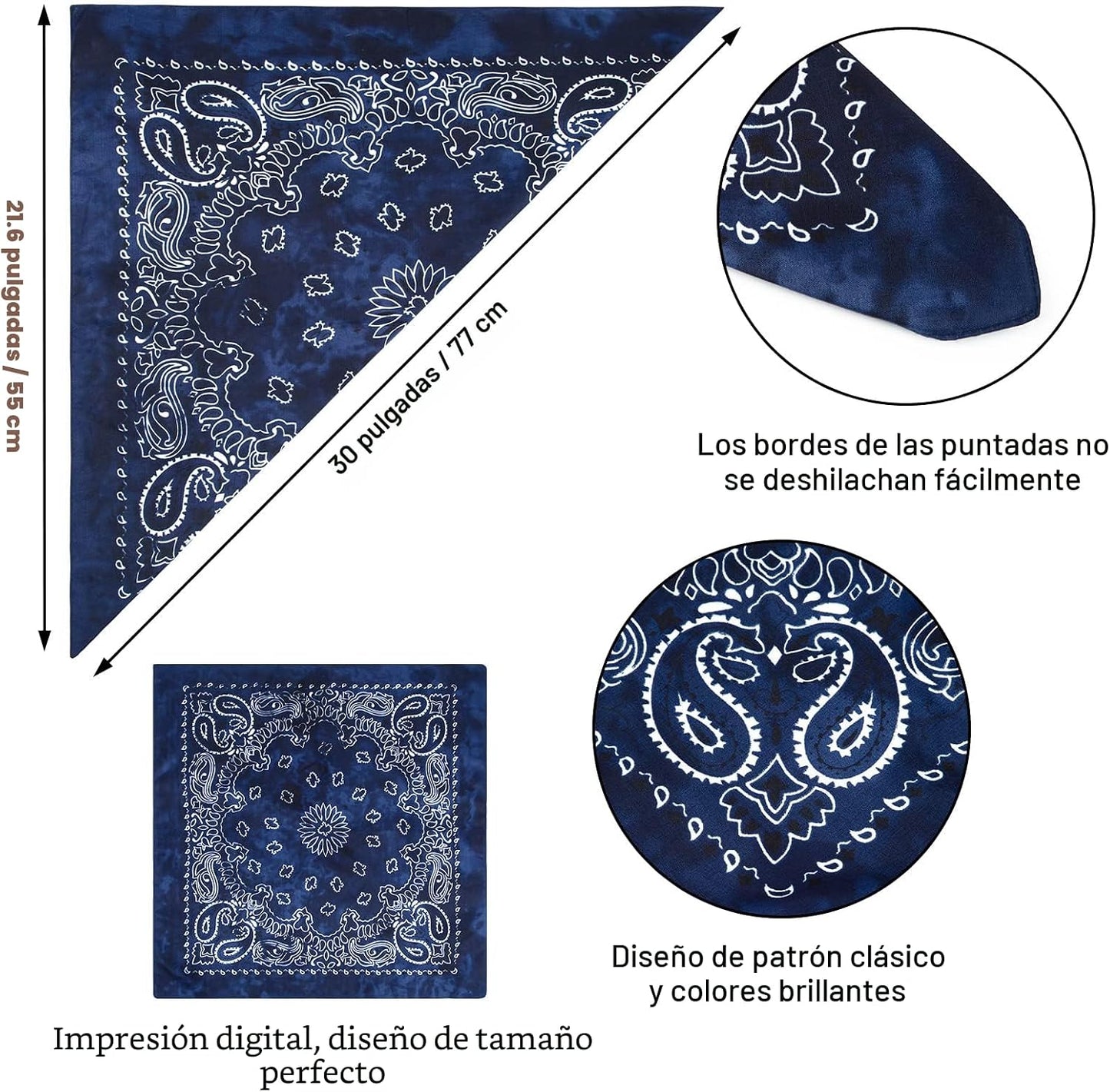 YSense 14 piezas Bandanas con estampado de cachemira, diademas nove...