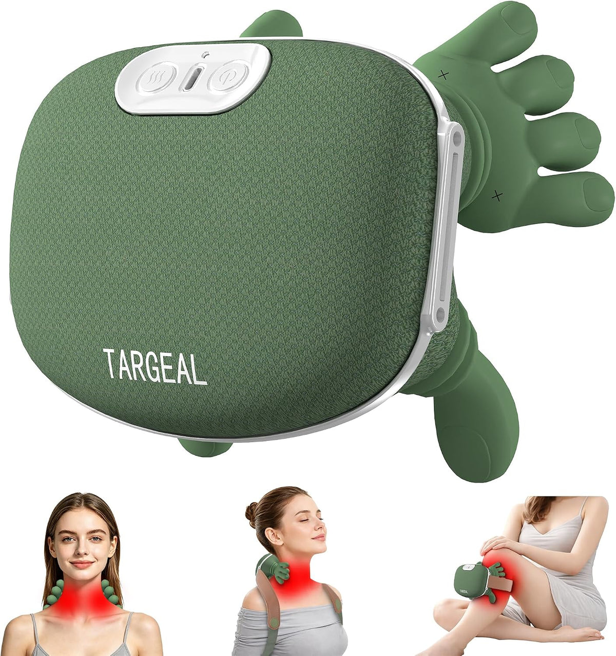 targeal Masajeador de cuello con calor, masajeador inalámbrico de h...