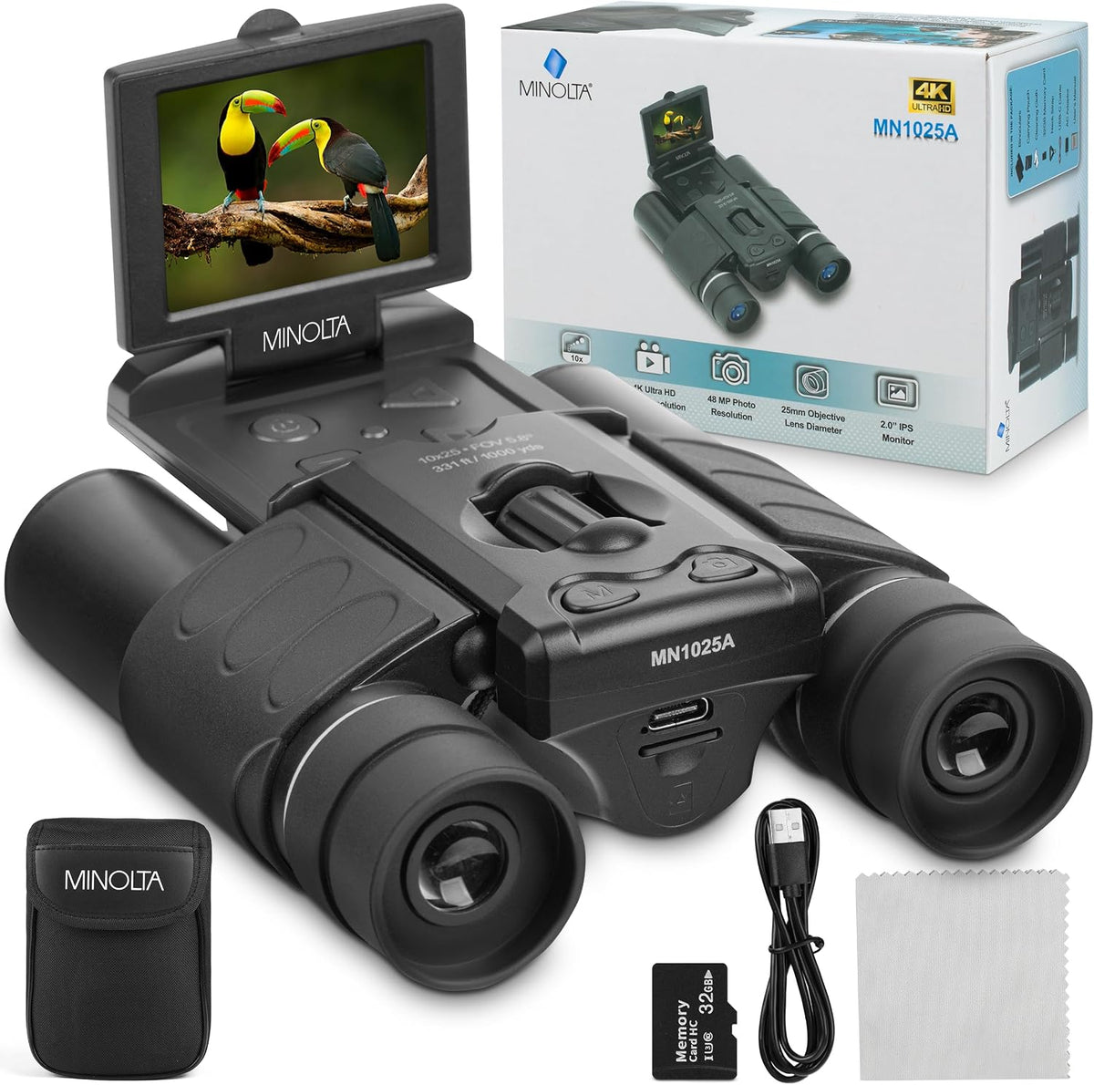 Minolta Binoculares digitales de 10 x 25 \u2013 Cámara de video 4K...