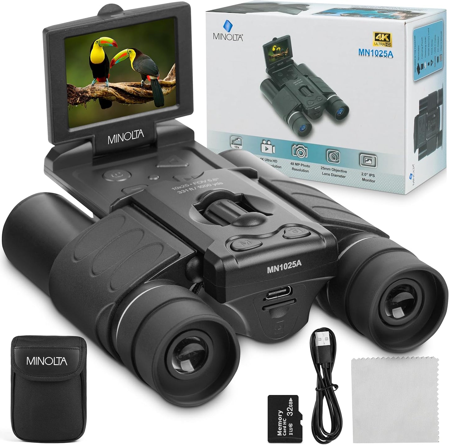 Minolta Binoculares digitales de 10 x 25 \u2013 Cámara de video 4K...