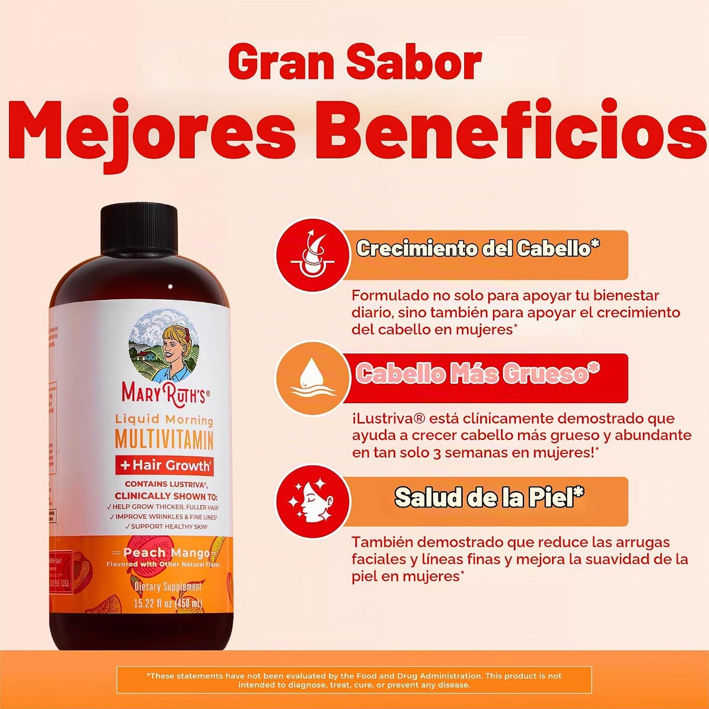 MaryRuth Organics Multivitamínico líquido+crecimiento del cabello |...