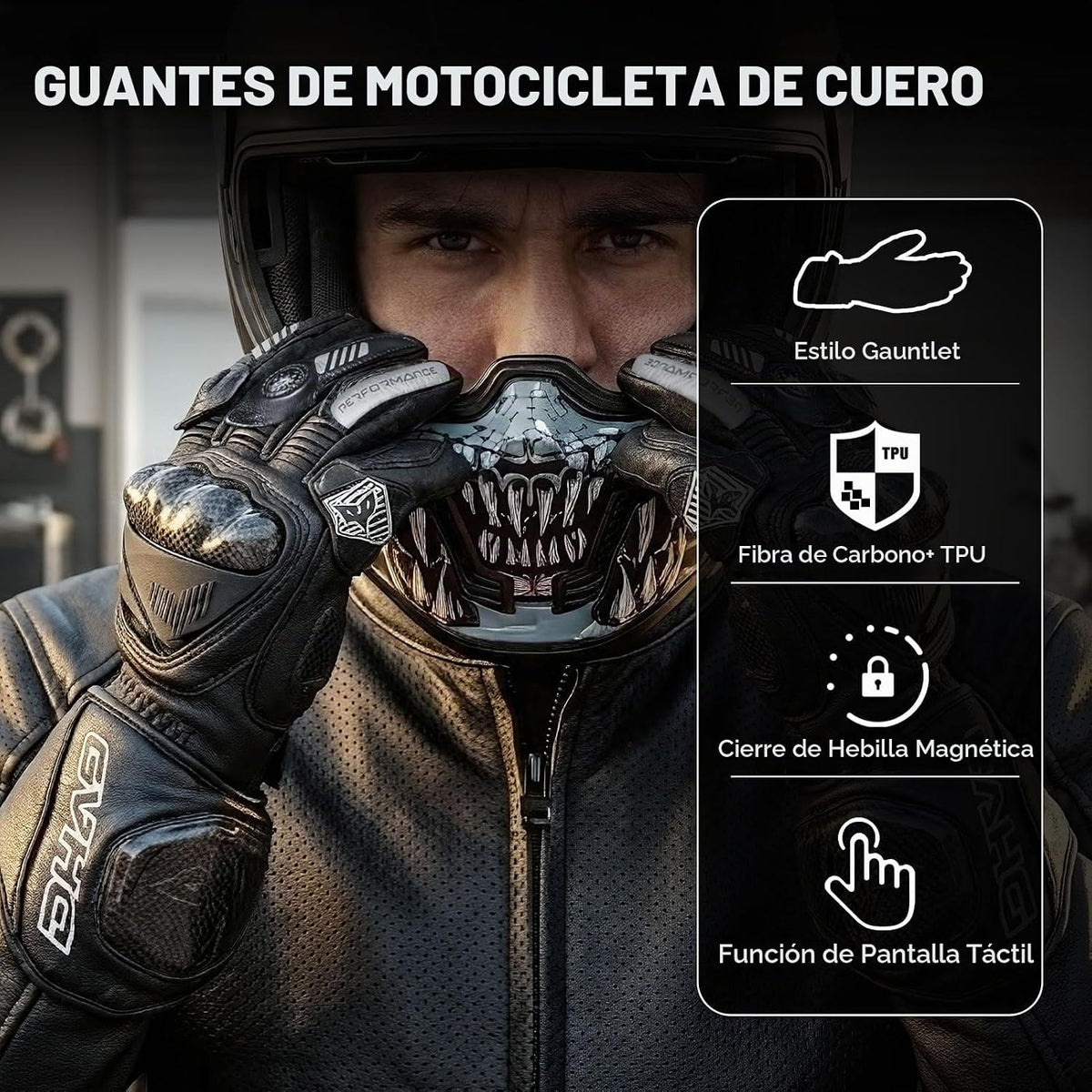 DUHAN Guantes de cuero para motocicleta para hombre/mujer, guantes...