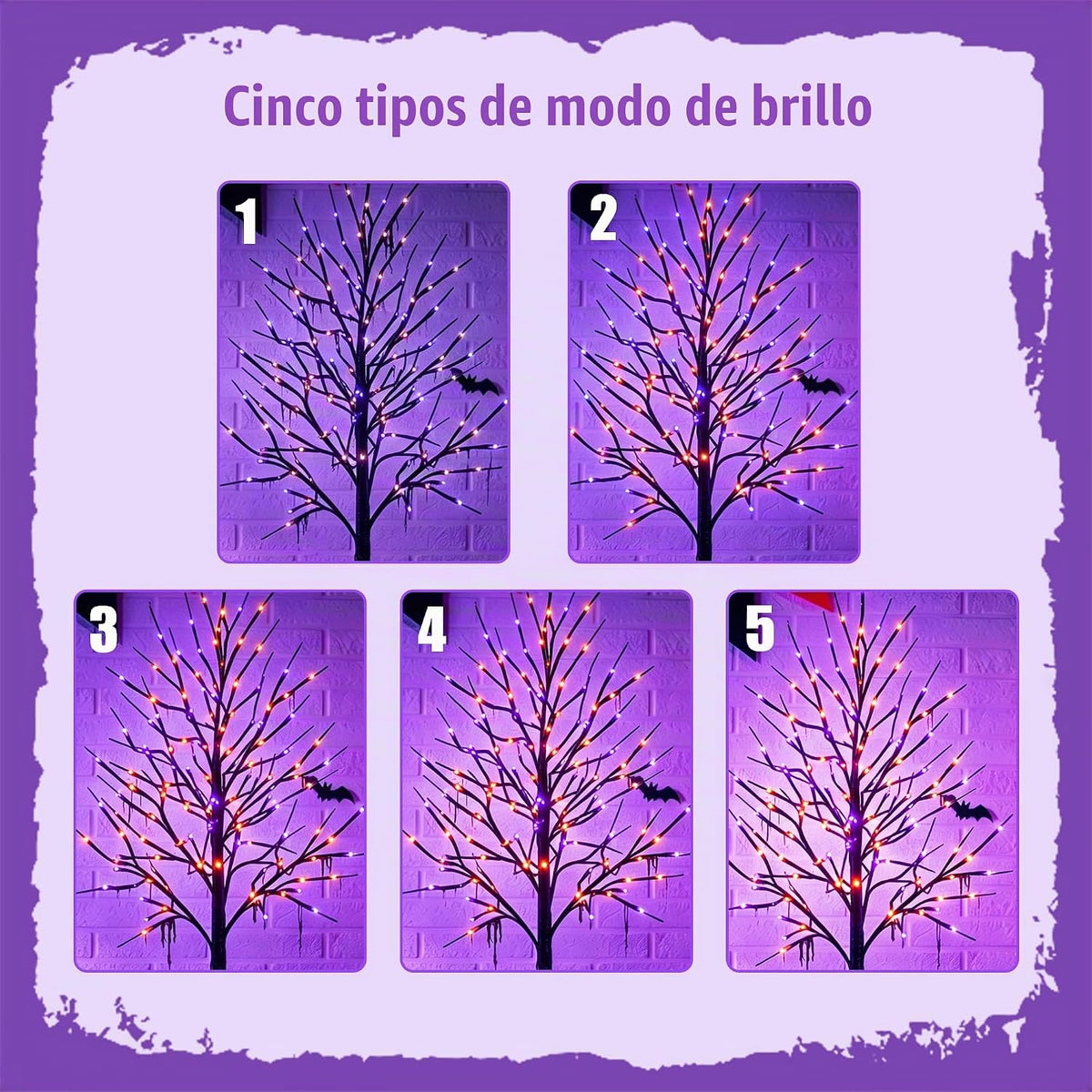 Dazzle Bright Paquete de 2 árboles de abedul negro iluminados de Ha...
