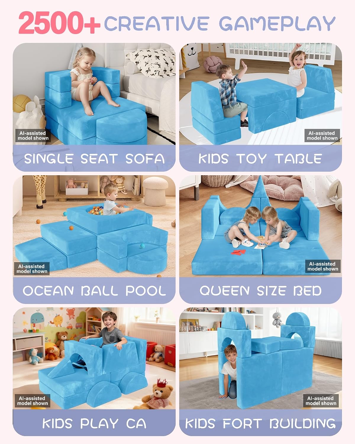 YEFU 15 piezas de espuma de juego modular para niños pequeños, mueb...