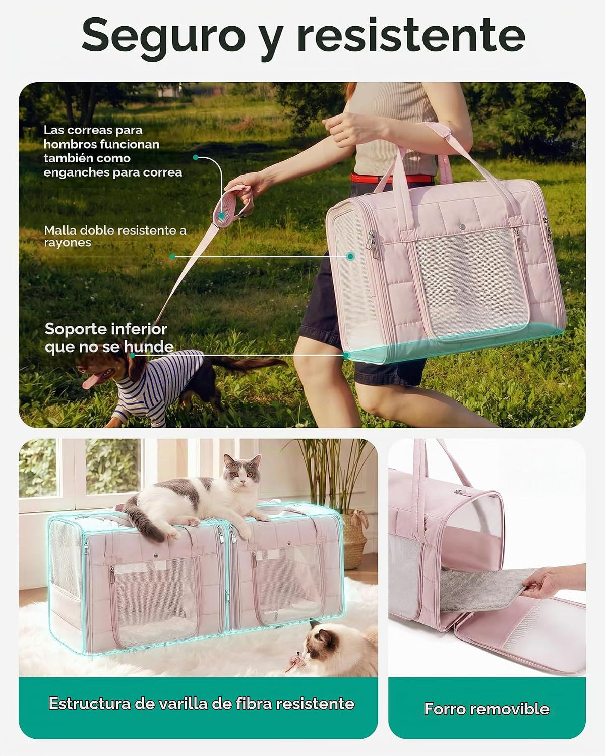 BAGSMART Transportador doble para gatos para 2 gatos, transportador...