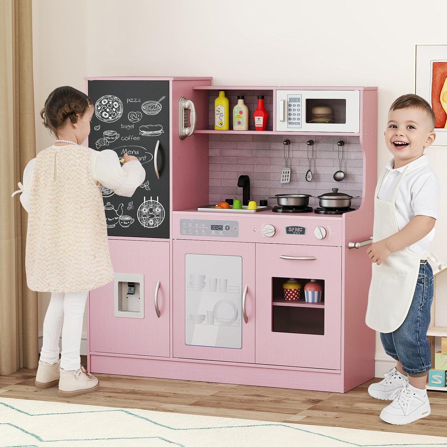Costzon Juego de cocina para niños, gran juego de juguetes de cocin...