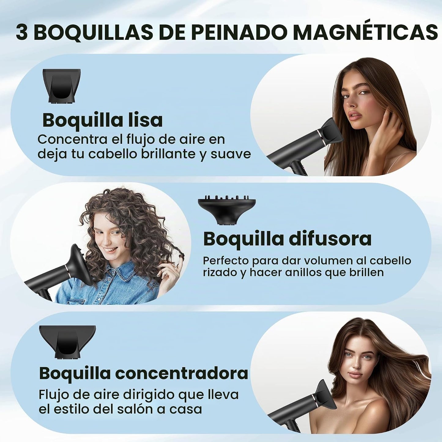 Surfit Secador de pelo con difusor, secador de pelo iónico de alta...