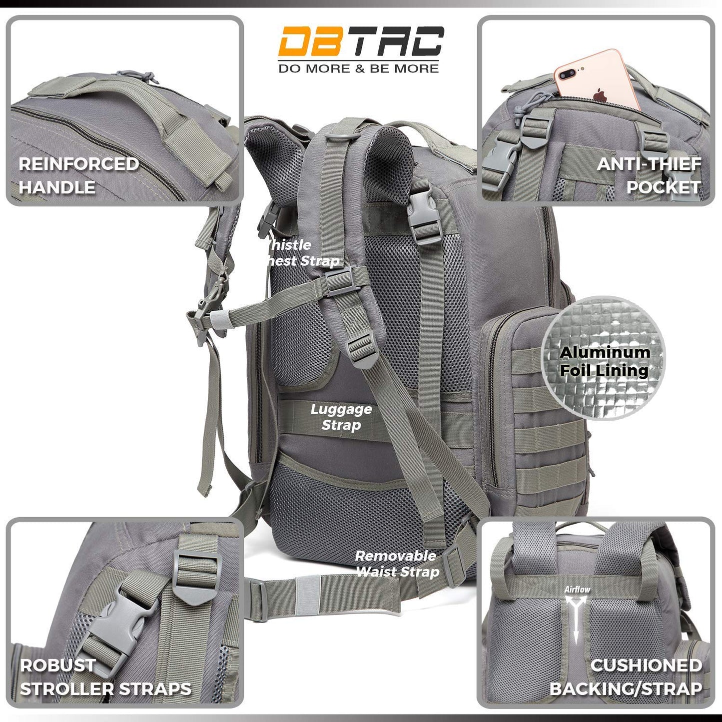 DBTAC - Mochila para pañales para papá, bolsa de pañales grande par...